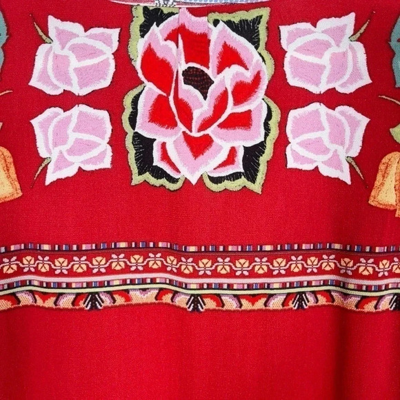DESIGUAL PRINTED  LONG SLEEVE RED BLOUSE - Picture 14 of 16
